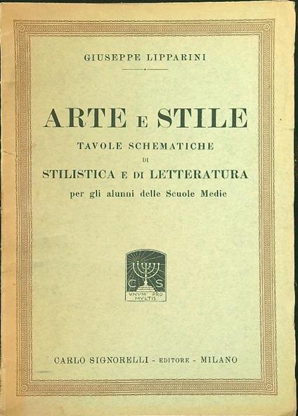 Arte e stile - Giuseppe Lipparini - copertina