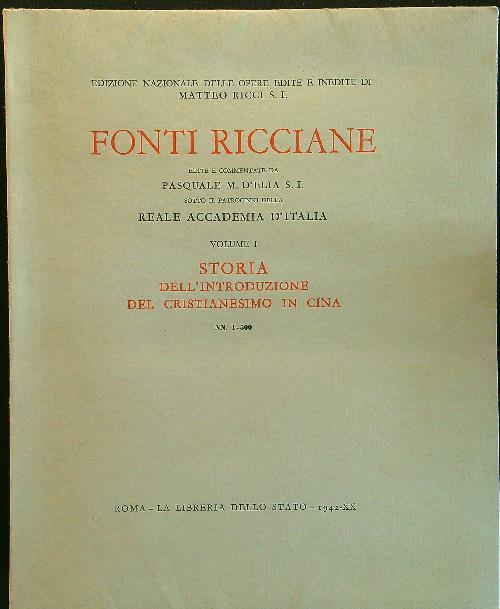 Storia dell'introduzione del cristianesimo in Cina 3vv - Matteo Ricci - copertina