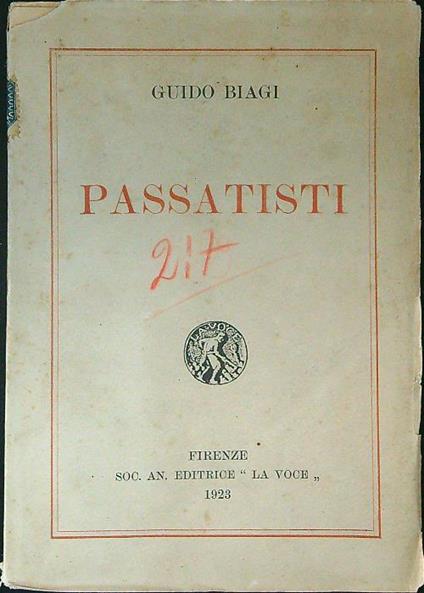 Passatisti - Guido Biagi - copertina