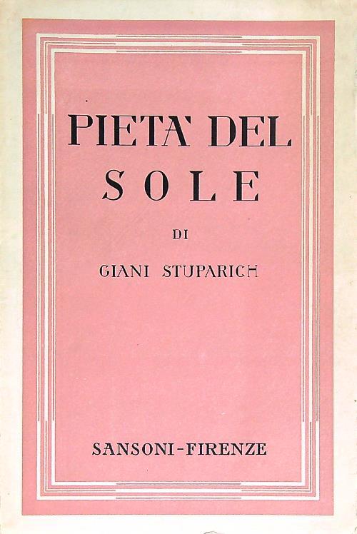 Pietà del sole - Giani Stuparich - copertina
