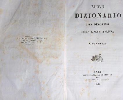 Nuovo dizionario dei sinonimi della lingua italiana - N. Tommaseo - copertina