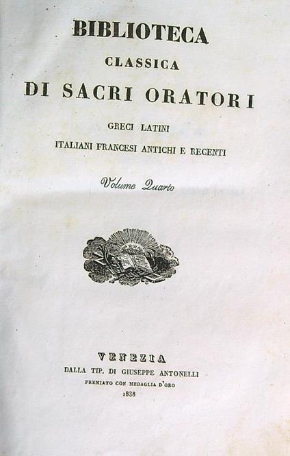 Biblioteca classica di sacri oratori greci, latini. Volume quarto - copertina