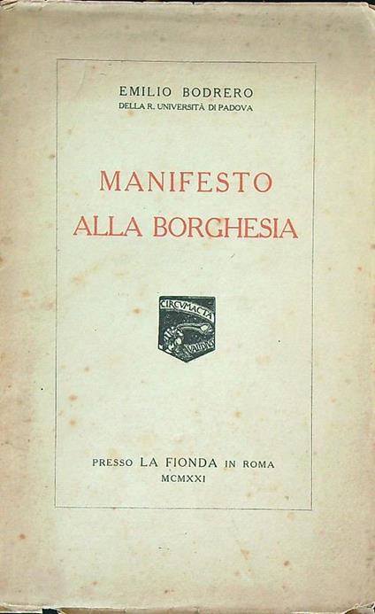 Manifesto alla borghesia - Emilio Bodrero - copertina