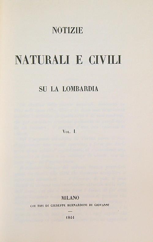 Notizie naturali e civili su la Lombardia. Vol 1