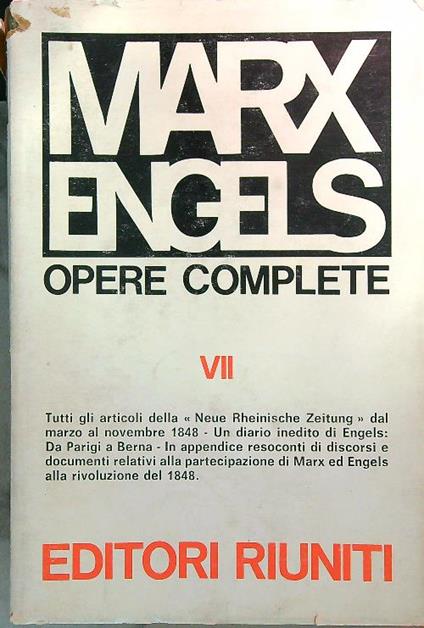 Opere complete. 7vv - Karl Marx - copertina