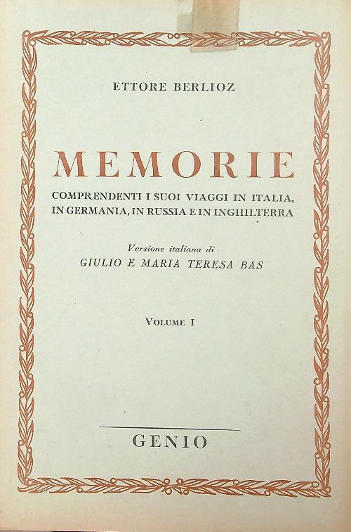 Memorie. 2vv - Ettore Berlioz - copertina