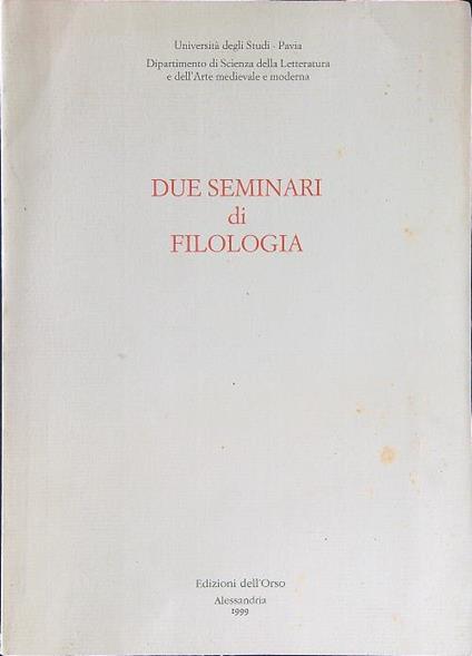 Due seminari di filologia - Simone Albonico - copertina