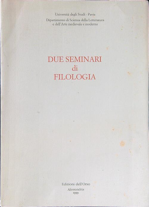 Due seminari di filologia - Simone Albonico - copertina