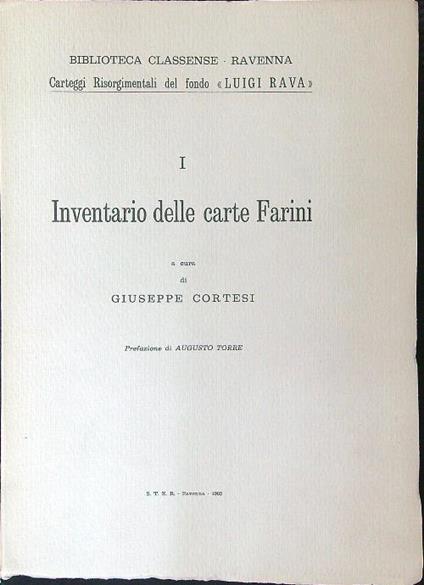 Inventario della carte Farini - Giuseppe Cortesi - copertina