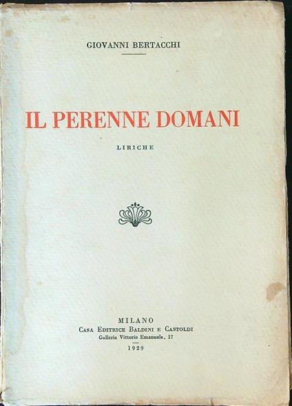 Il perenne domani - Giovanni Bertacchi - copertina