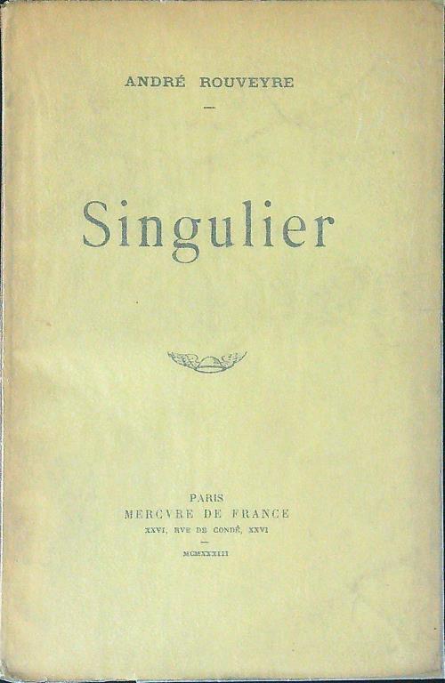 Singulier - Andrè Rouveyre - copertina