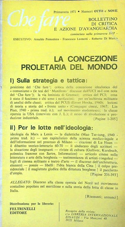 Che fare 8-9/ Maggio 1971 - copertina