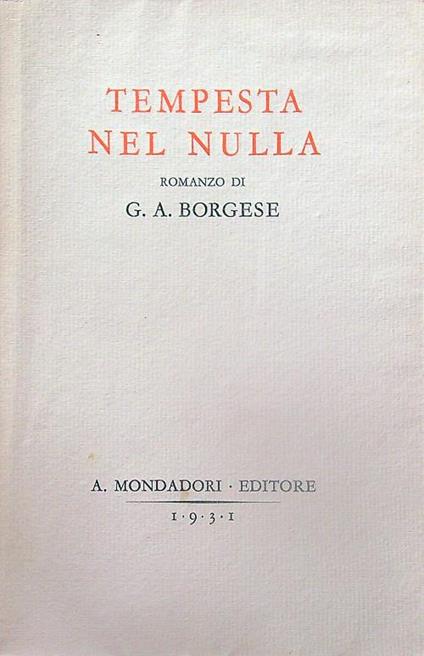 Tempesta nel nulla - G.A. Borgese - copertina