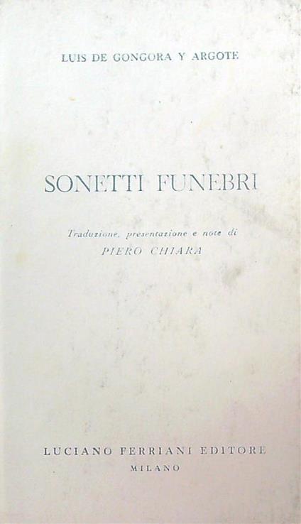 Sonetti funebri - Luis De Gongora y Argote - copertina