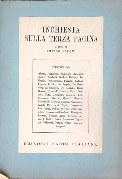 Inchiesta sulla terza pagina - Enrico Falqui - copertina