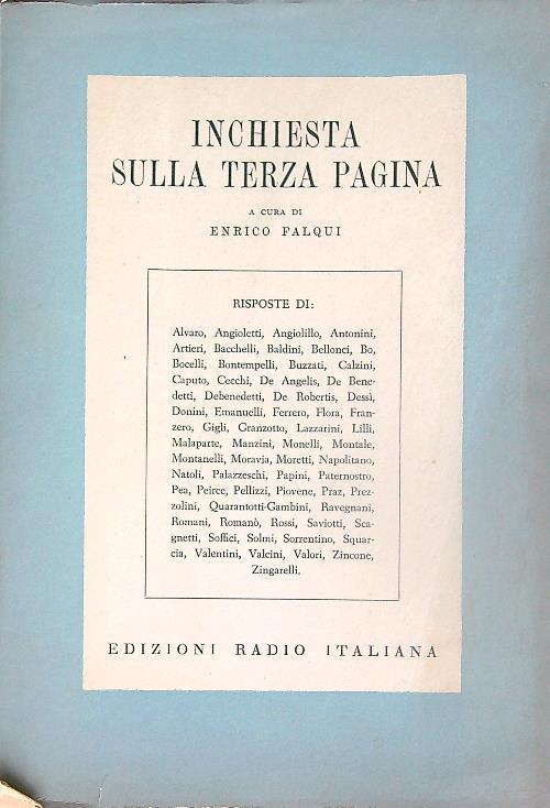 Inchiesta sulla terza pagina - Enrico Falqui - copertina