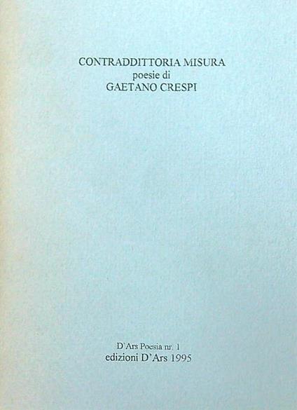 Contraddittoria misura - Gaetano Crespi - copertina
