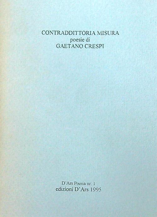 Contraddittoria misura - Gaetano Crespi - copertina