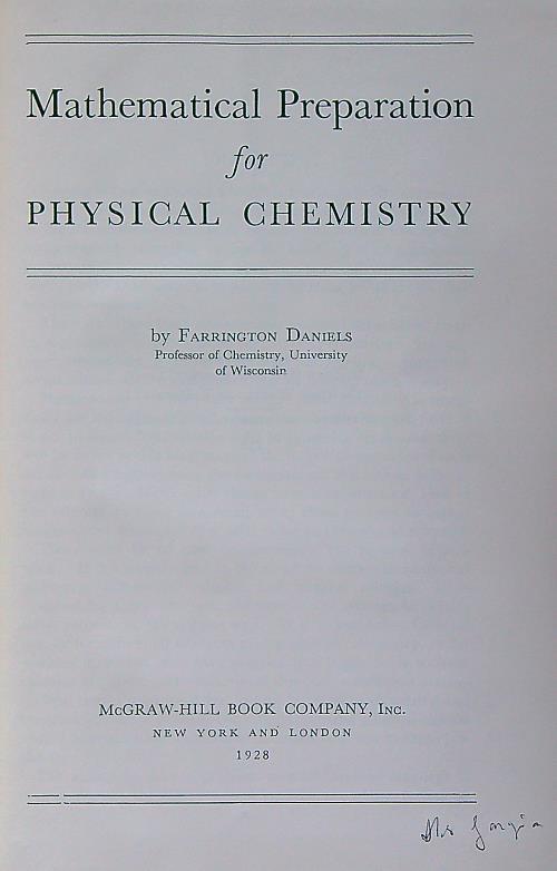 Mathematical Preparation for Physical Chemistry