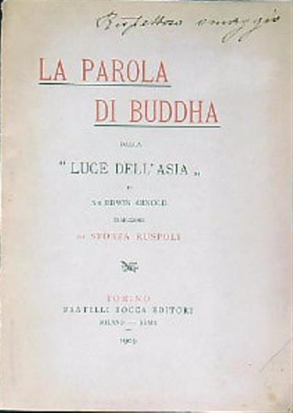 La parola di Buddha dalla 'Luce dell'Asià - Edwin Arnold - copertina