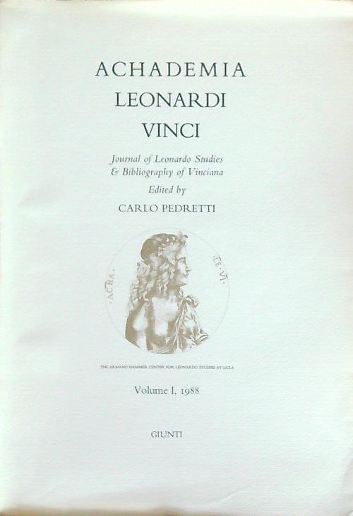 Achademia Leonardi Vinci. Volume 1 - Carlo Pedretti - copertina