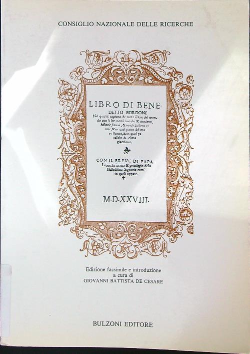 Libro di Benedetto Bordone - Giovanni Battista De Cesare - copertina