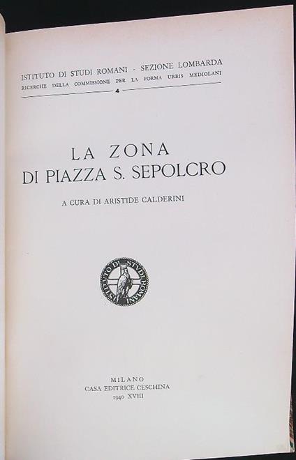 La zona di Piazza S. Sepolcro - Aristide Calderini - copertina