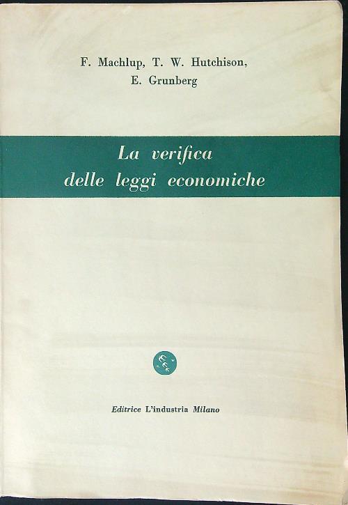 La  verifica delle leggi economiche - copertina