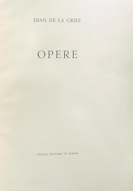 Opere - Juan De La Cruz - copertina