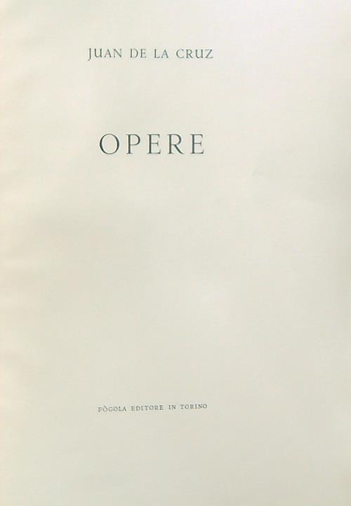 Opere - Juan De La Cruz - copertina