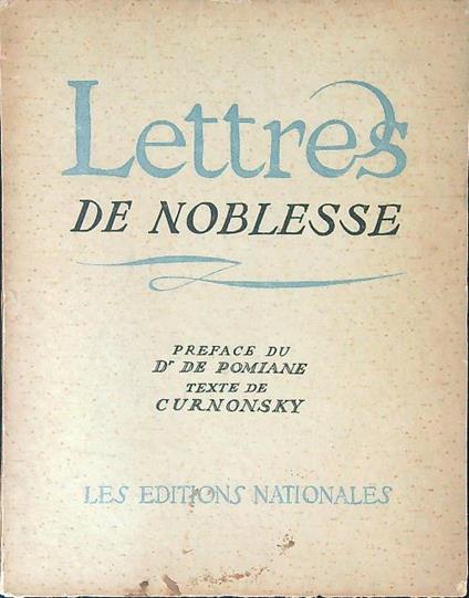 Lettres de noblesse - copertina
