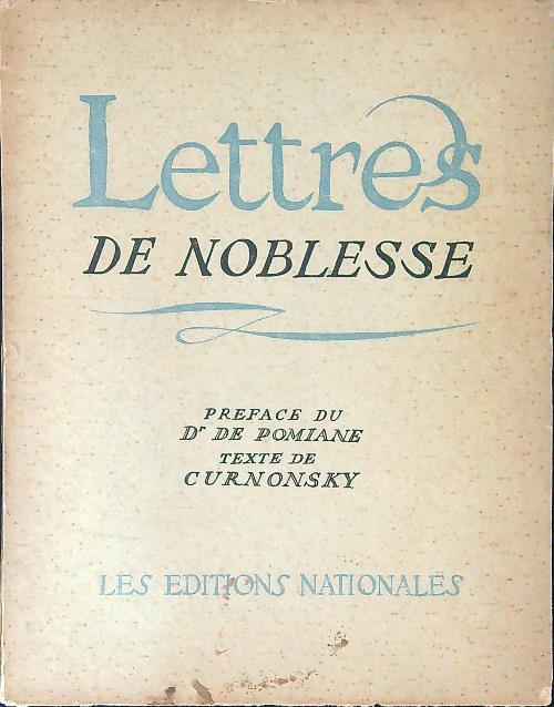 Lettres de noblesse - copertina