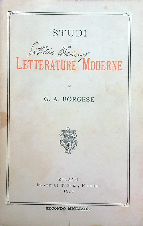 Studi di letterature moderne