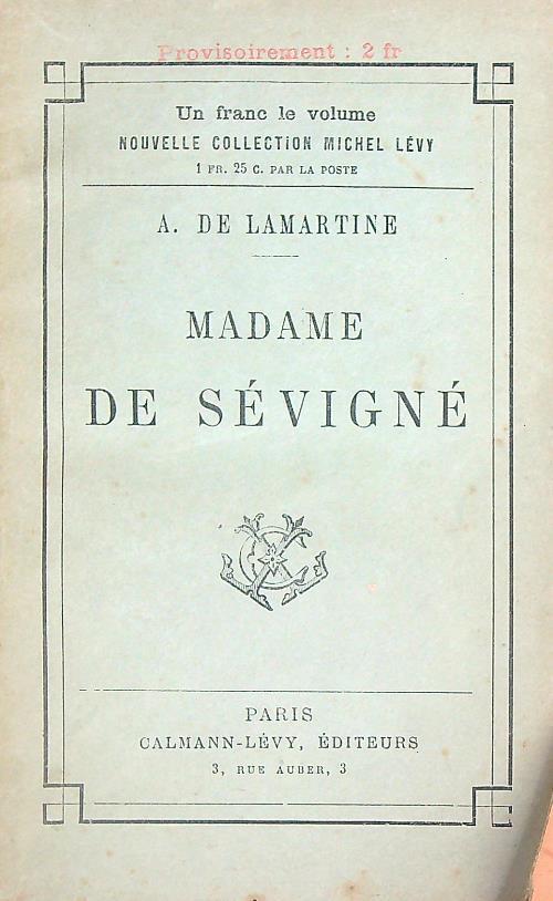 Madame de sevigne - A. De Lamartine - copertina