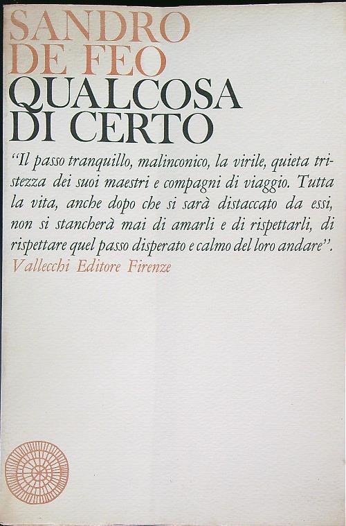 Qualcosa di certo - Sandro De Feo - copertina