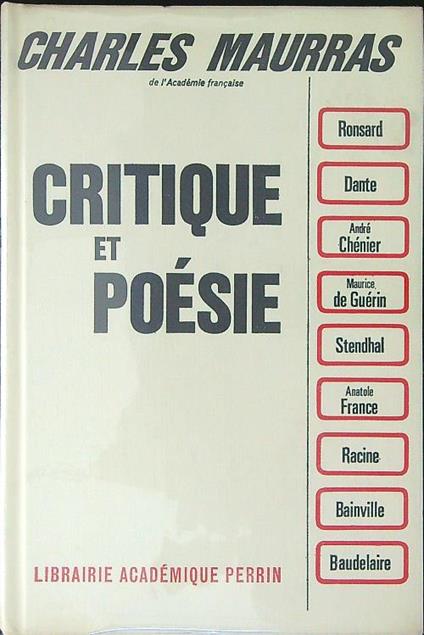 Critique et poèsie - Charles Maurras - copertina