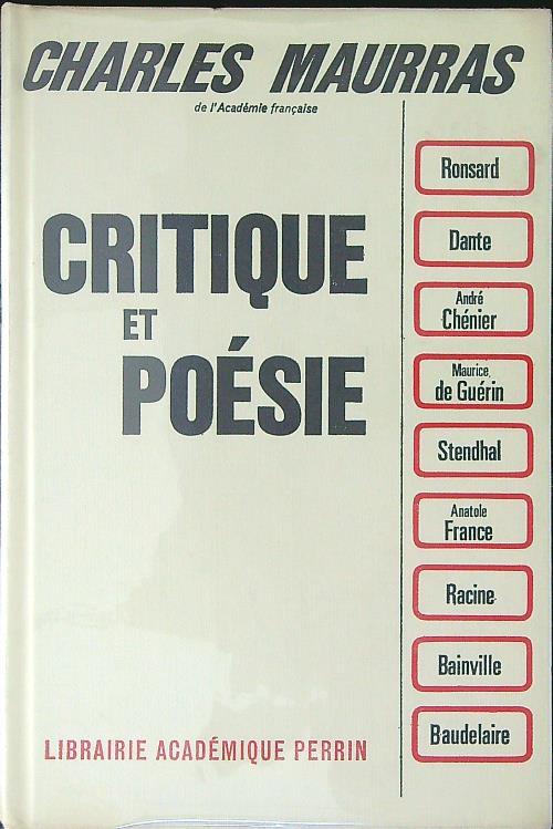Critique et poèsie - Charles Maurras - copertina