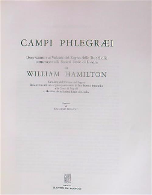 Campi Phlegraei. Osservazioni sui vulcani delle Due Sicilie - William Hamilton - copertina