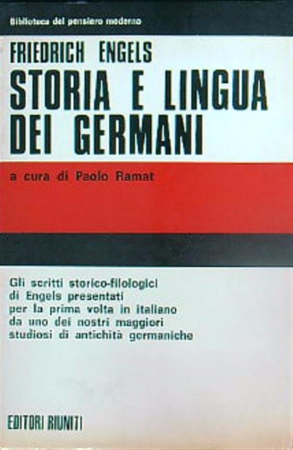 Storia e lingua dei Germani  - Friedrich Engels - copertina
