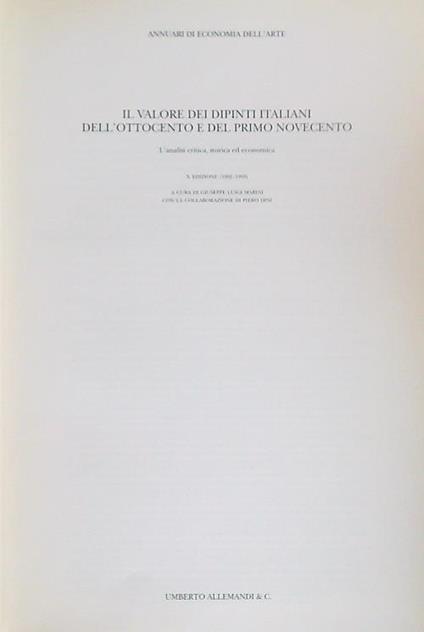 Il valore dei dipinti dell'Ottocento e del primo Novecento. X Edizione - Giuseppe Marini - copertina