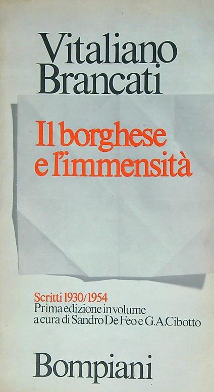 Il borghese e l'immensità - Vitalino Brancati - copertina