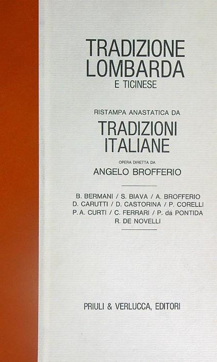 Tradizione Lombarda e Ticinese - Angelo Brofferio - copertina