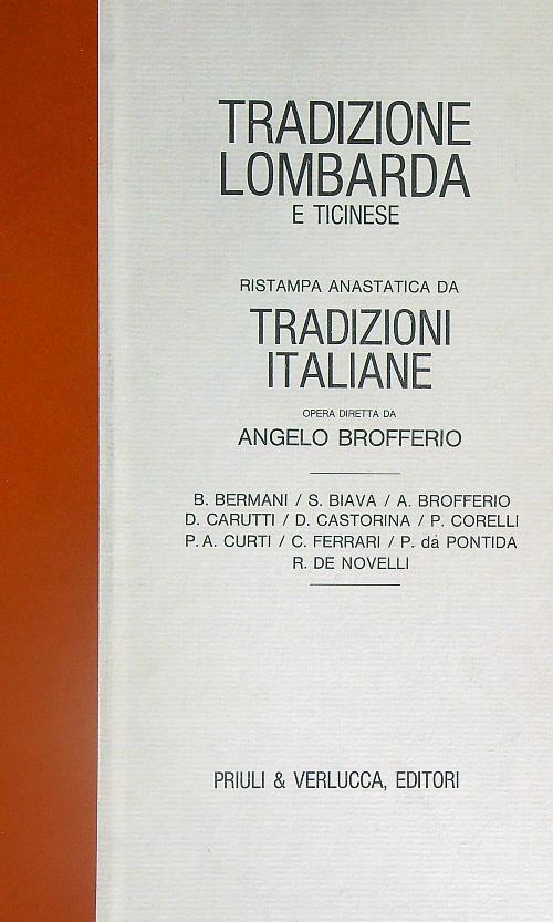 Tradizione Lombarda e Ticinese - Angelo Brofferio - copertina
