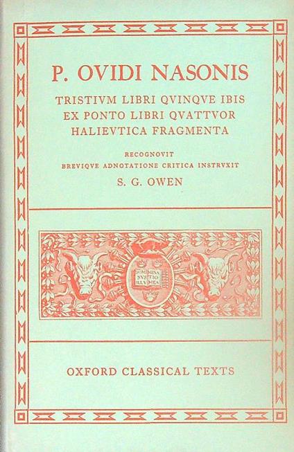 Tristia, epistulae ex ponto, ibis - Ovidi Nasonis - copertina