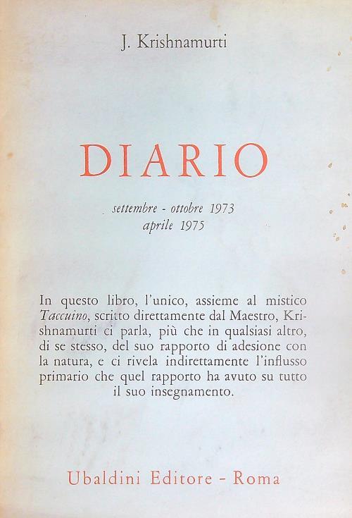 Diario. Settembre - Ottobre 1973, aprile 1975