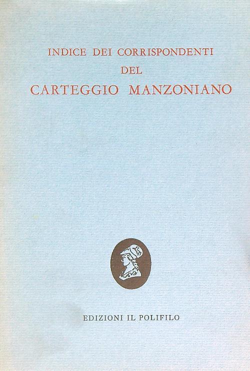 Indice dei corrispondenti del carteggio manzoniano - copertina