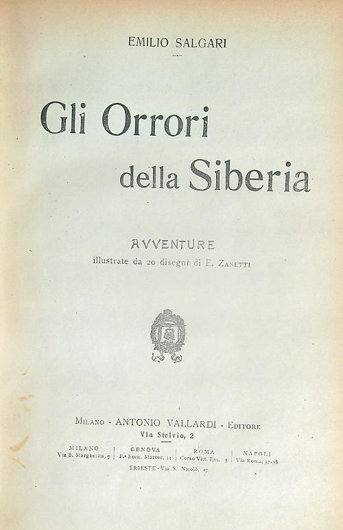 Gli orrori della Siberia - Emilio Salgari - copertina