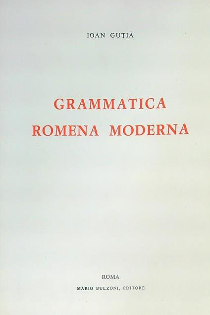 Grammatica romena moderna - Ioan Gutia - copertina