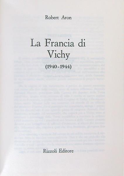La  Francia di Vichy 1940 - 1944 - Robert Aron - copertina