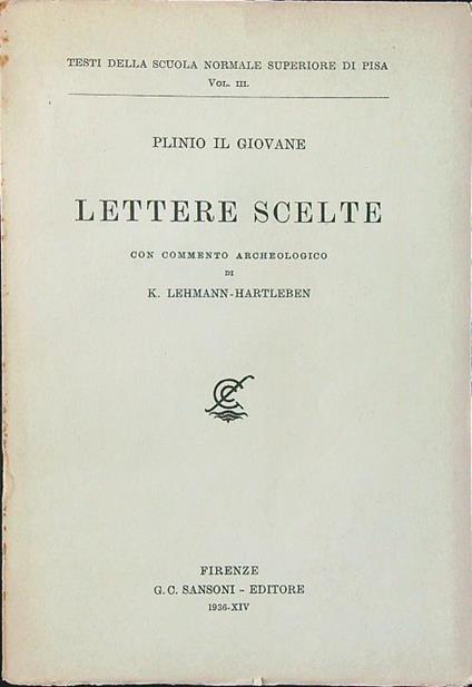 Lettere scelte - Plinio il giovane - copertina